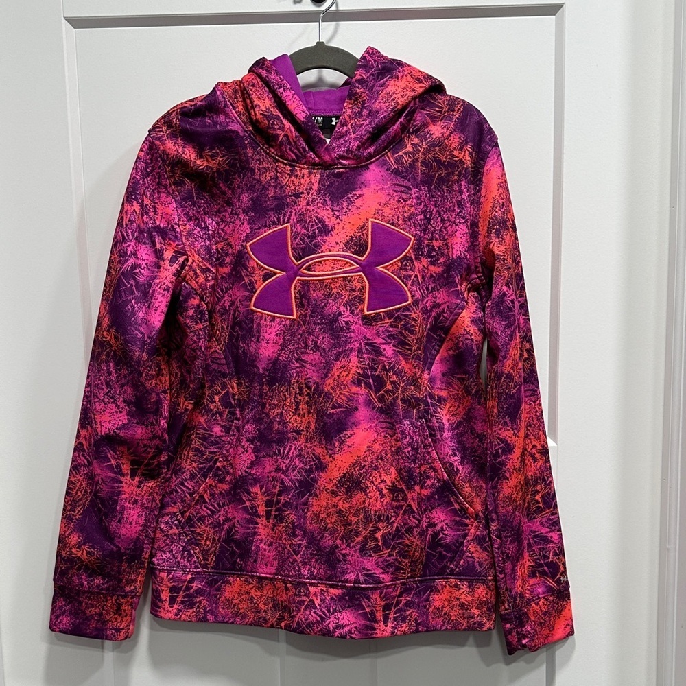 Girl’s Under Armour Vibrant Purple & Pink Hoodie with Orange Accents
